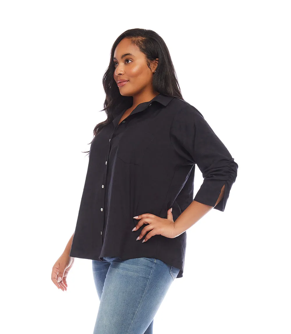 Plus Size Ruched Sleeve Shirt