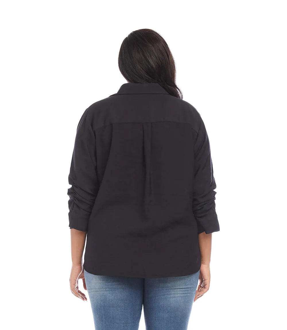 Plus Size Ruched Sleeve Shirt