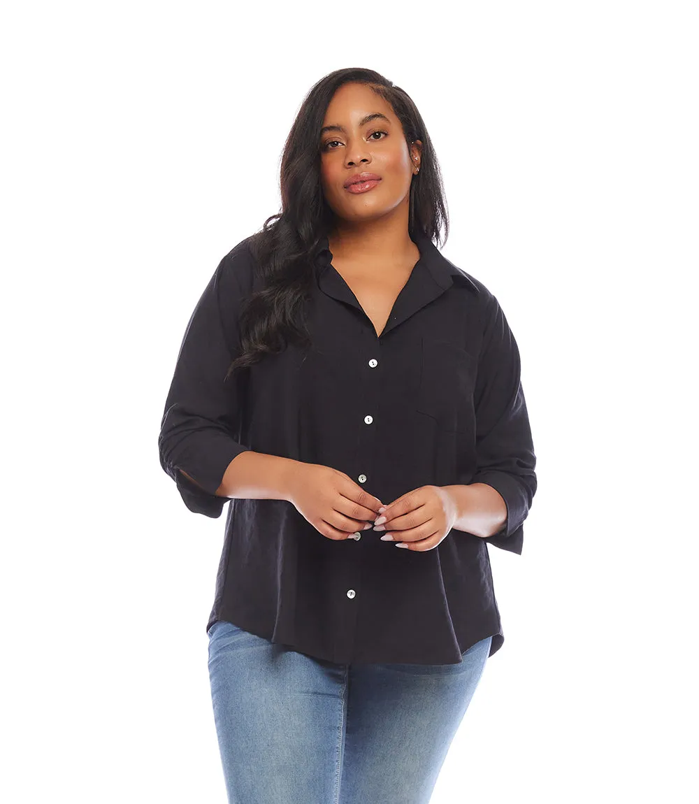 Plus Size Ruched Sleeve Shirt