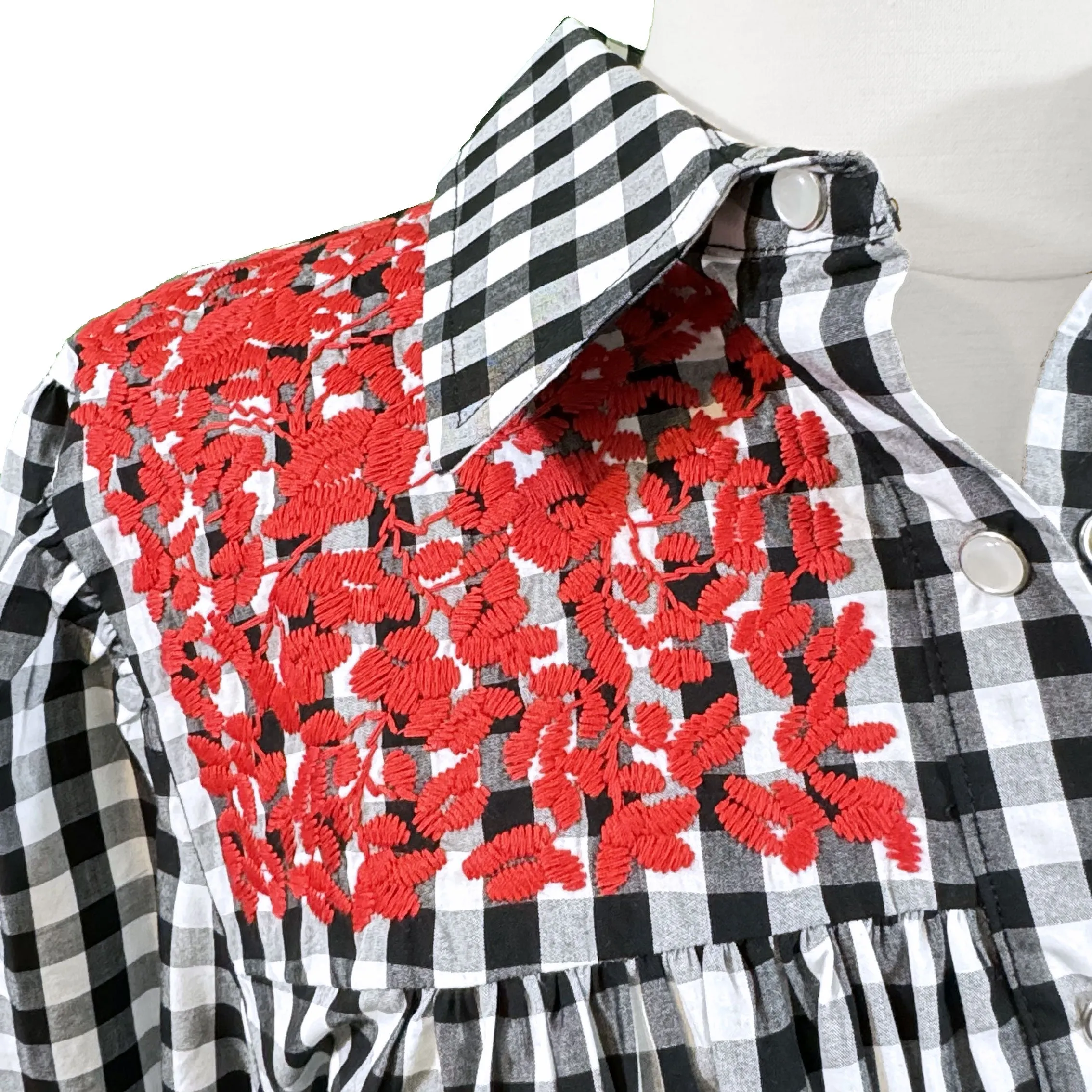 PRE-ORDER: Black Buffalo Check Gingham + Red Cowgirl Blouse (late August ship date)