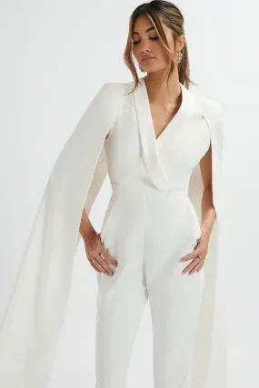 RAYNA Longline Cape Tailored Jumpsuit In White