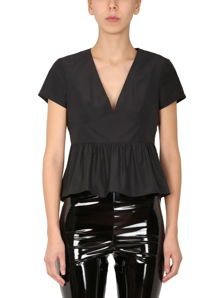 REDValentino V-Neck Ruched-Detailed Blouse