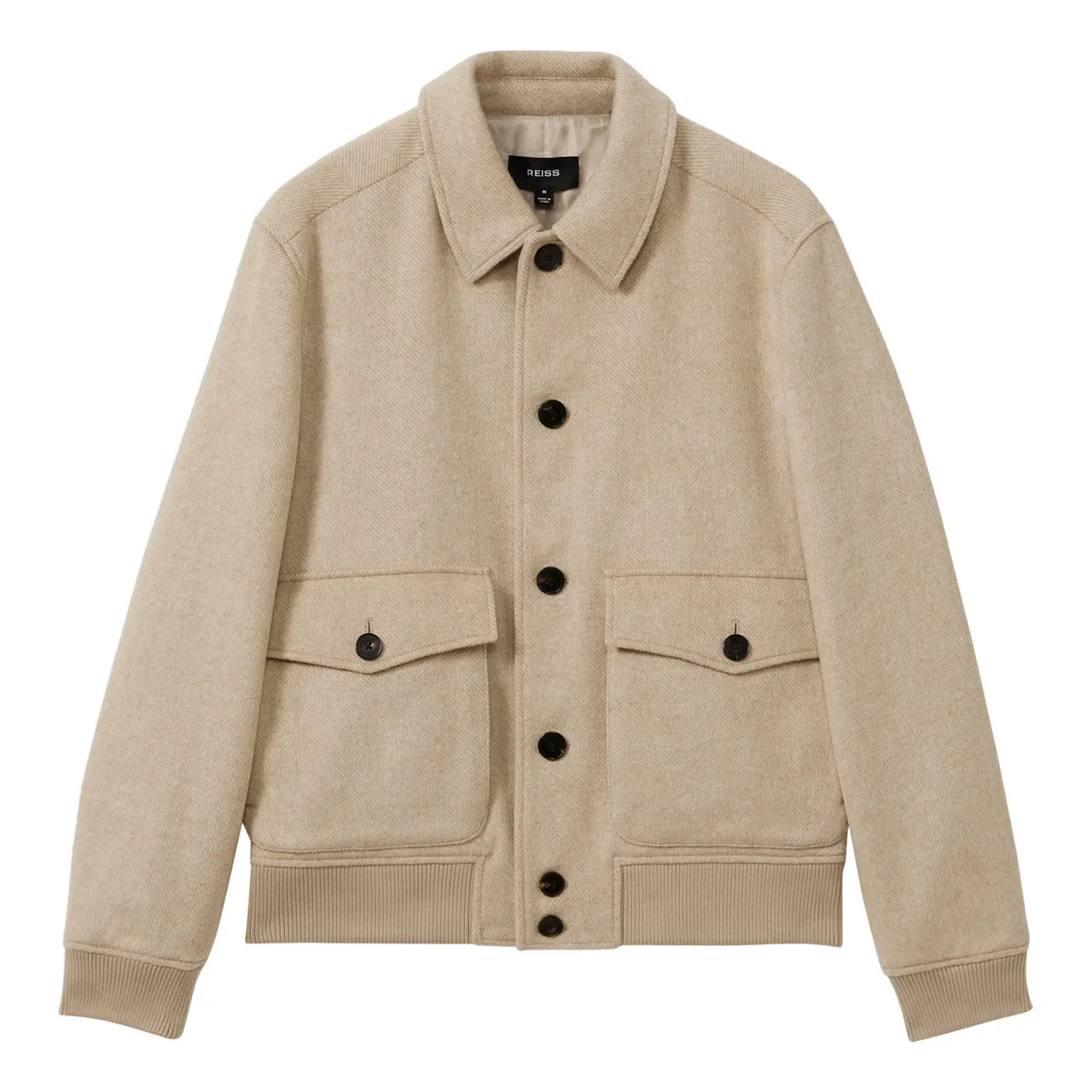 REISS Bak Herringbone Jacket - Beige