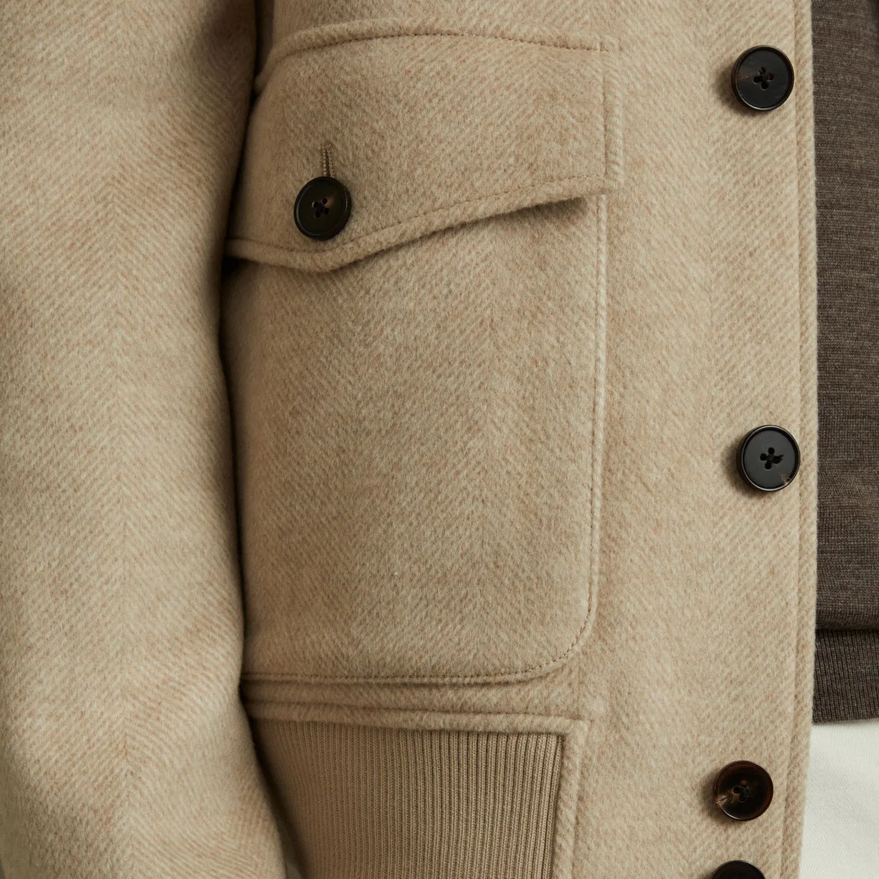 REISS Bak Herringbone Jacket - Beige