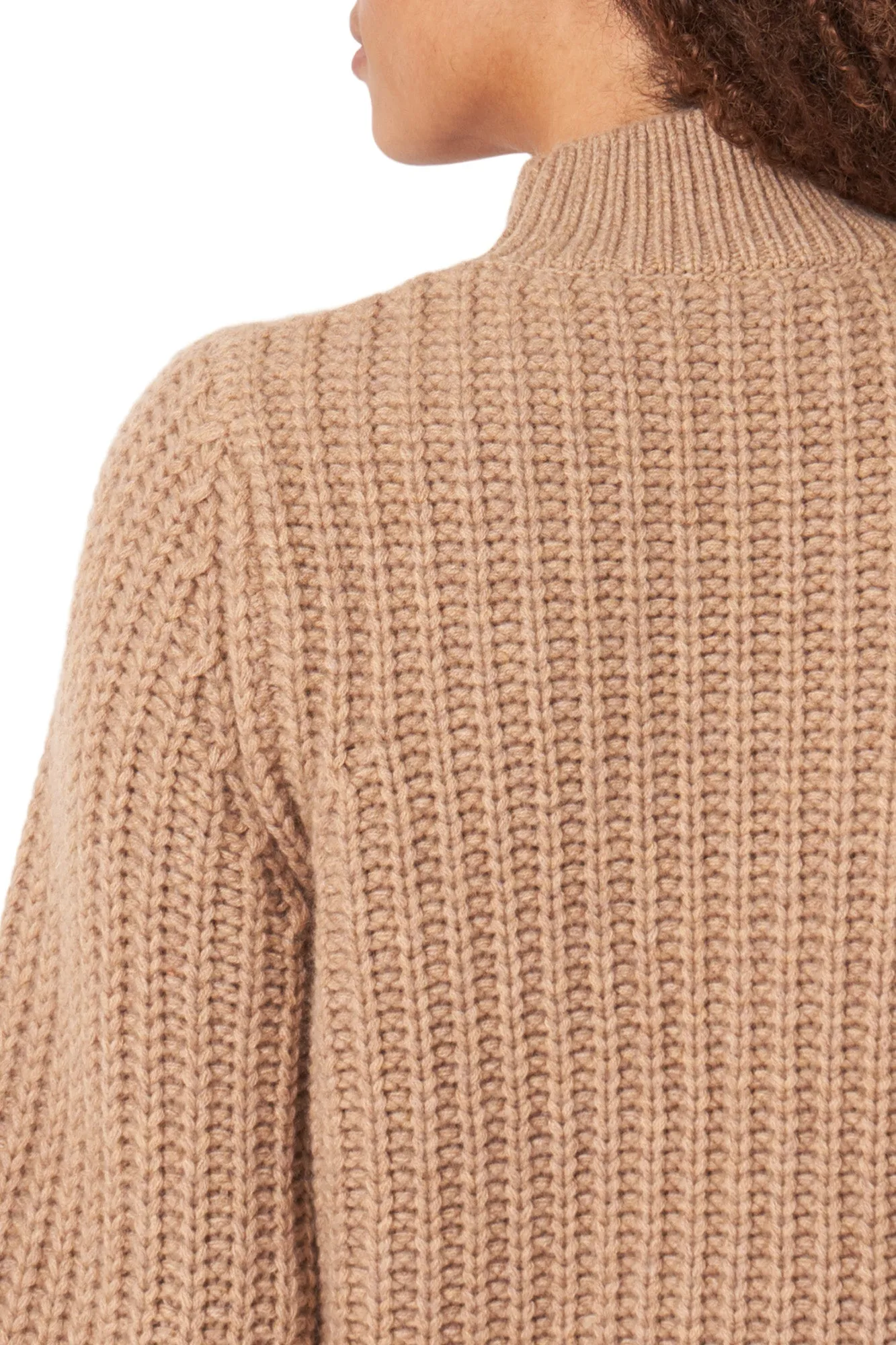 Repeat Cashmere Mock Neck Sweater in Camel