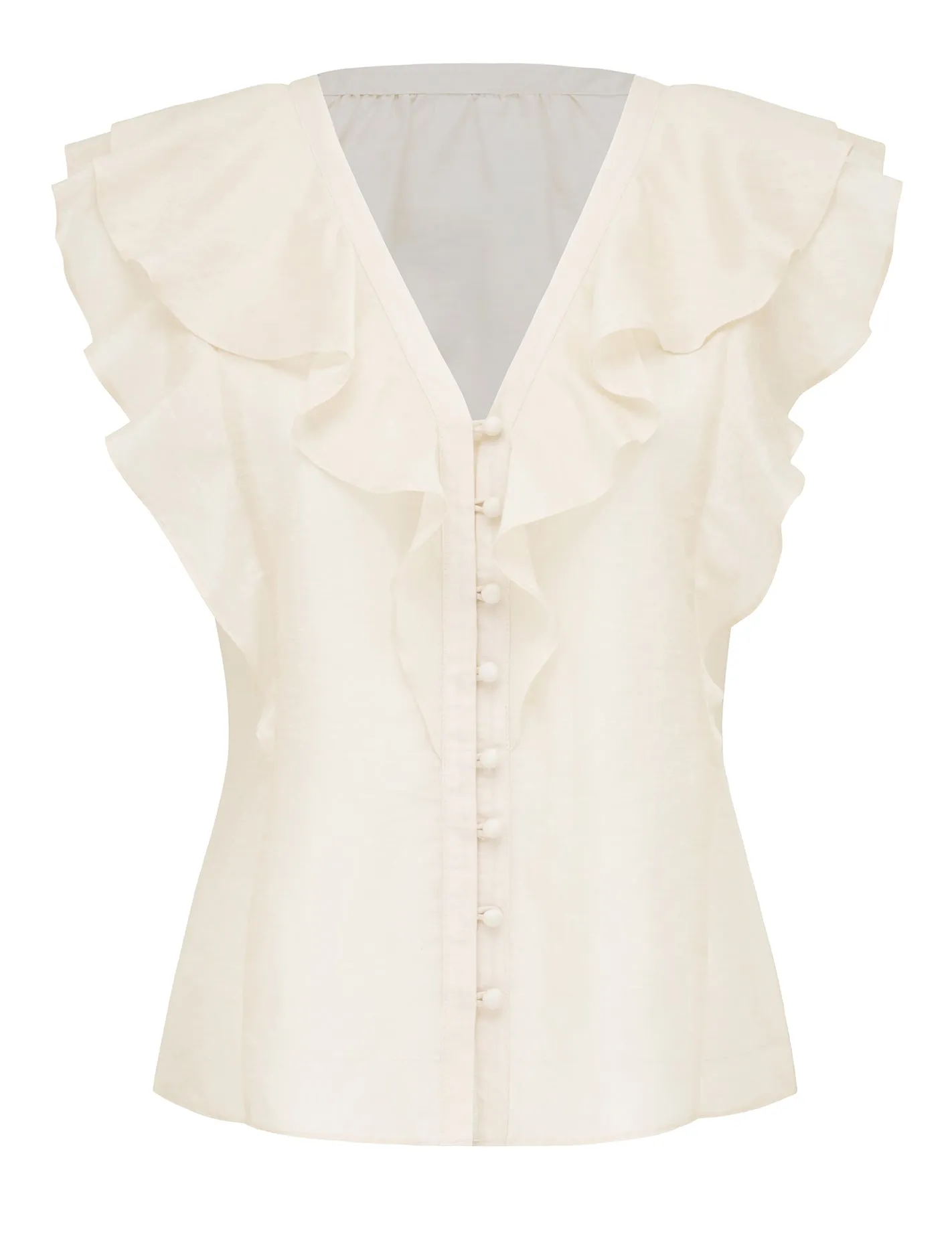 Roma Ruffle Button Through Blouse