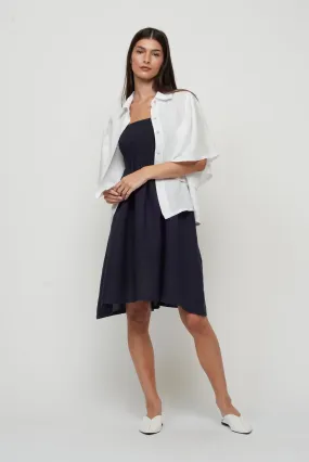 RUFFLE SLEEVE LINEN BLOUSE