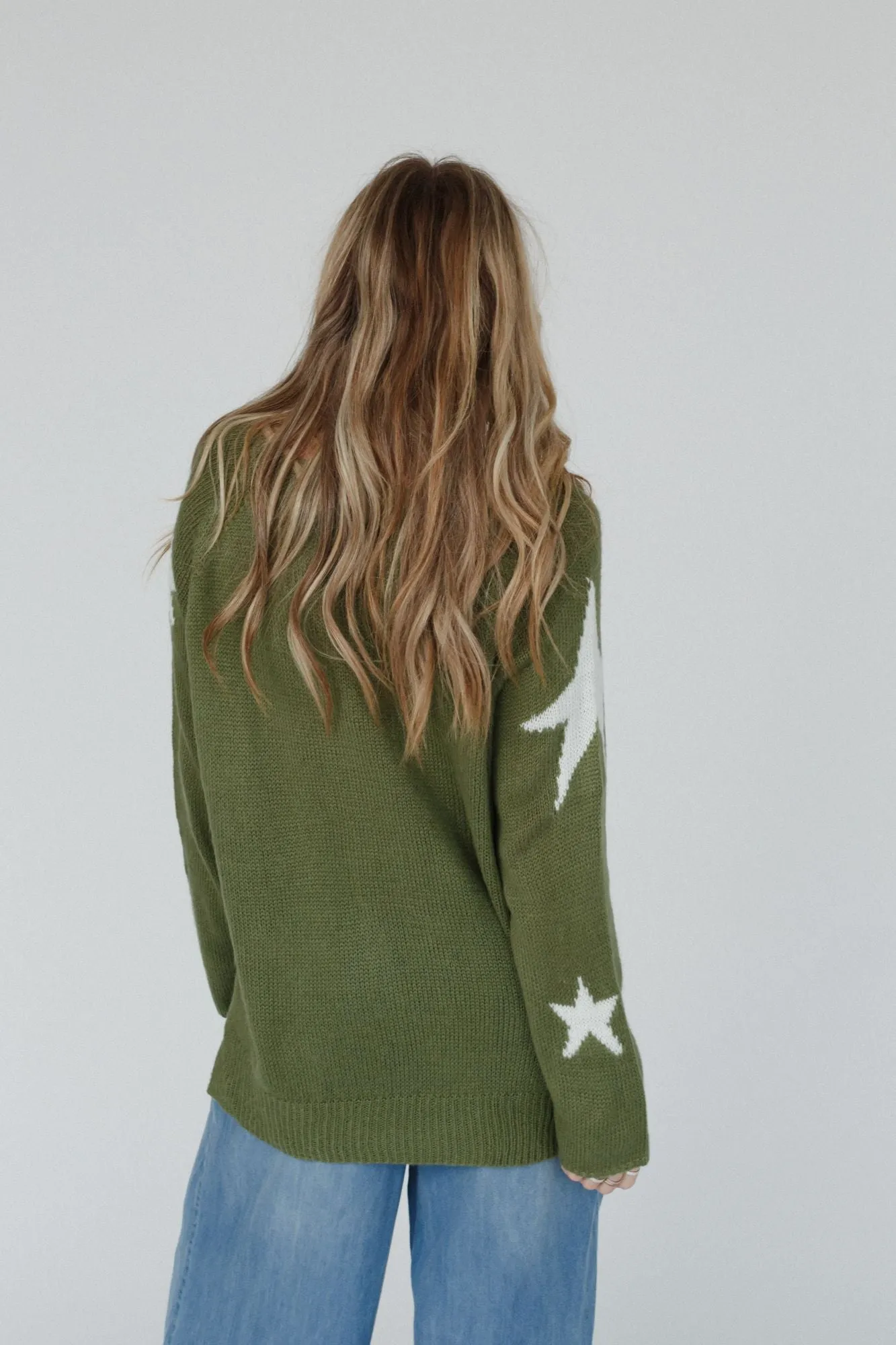 Shining Nights Starry V Neck Sweater - Green