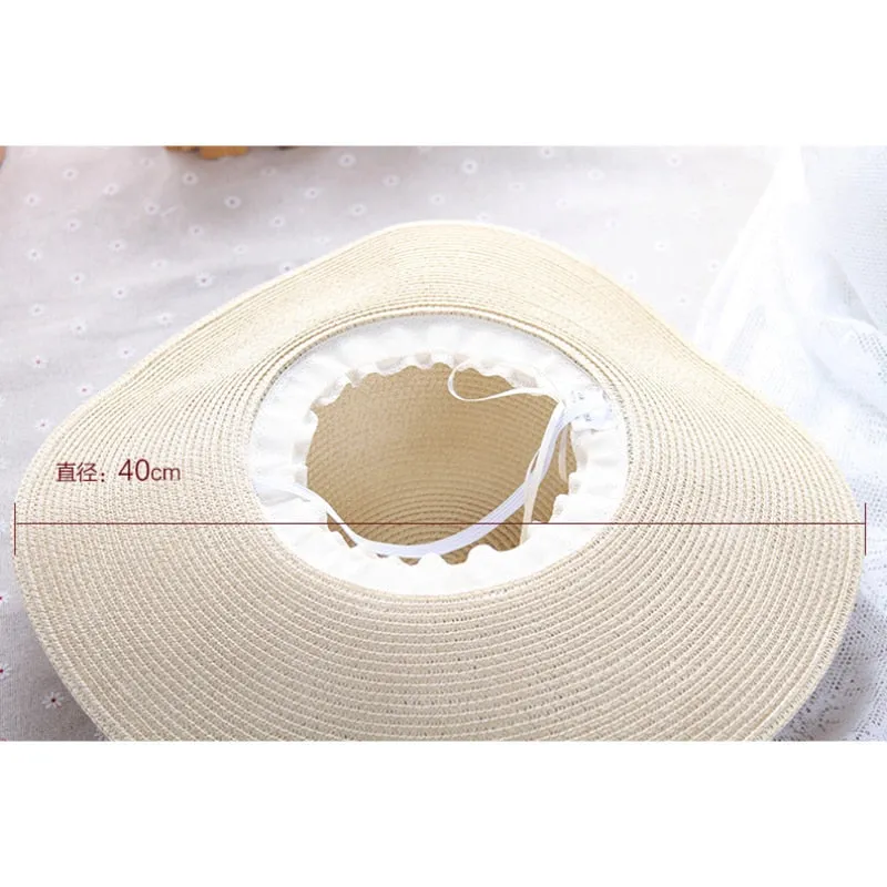 simple Foldable Wide Brim Floppy Girls Straw Hat Sun Hat Beach Women Summer Hat UV Protect Travel Cap Lady Cap Female