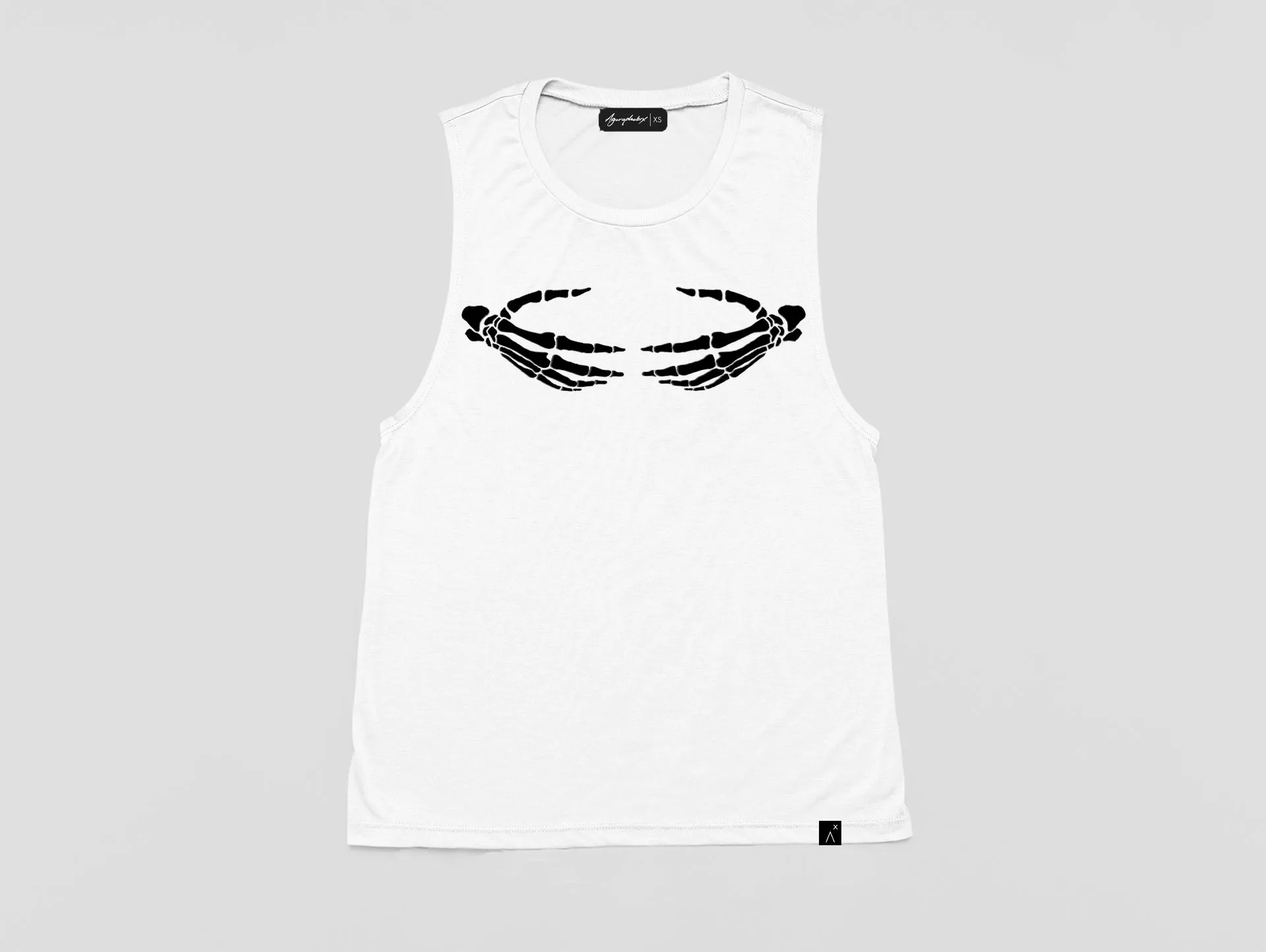 Skeleton Hand print streetwear boy beater top