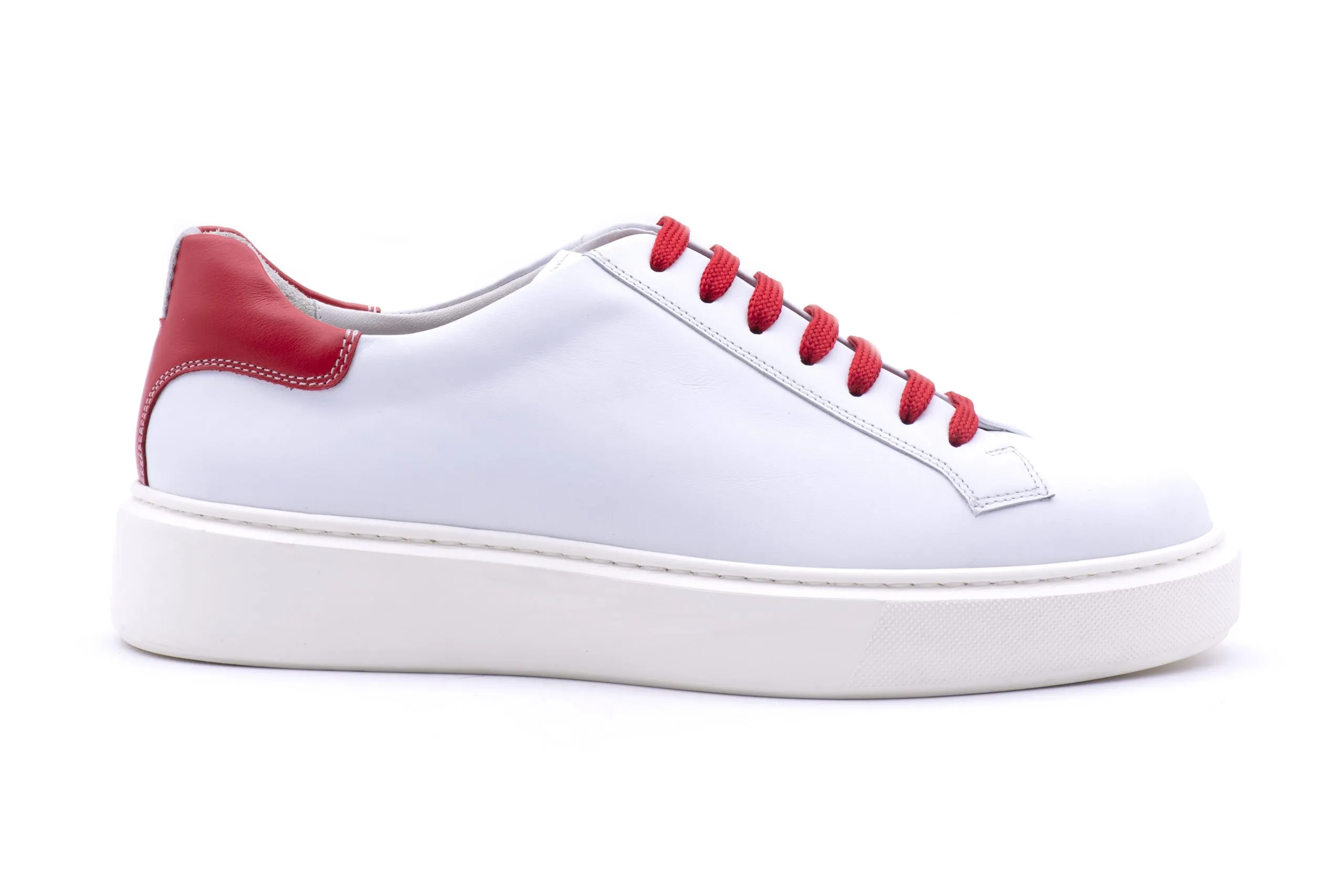 Sneaker in pelle bianca e rossa