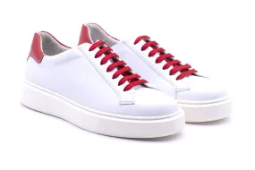 Sneaker in pelle bianca e rossa