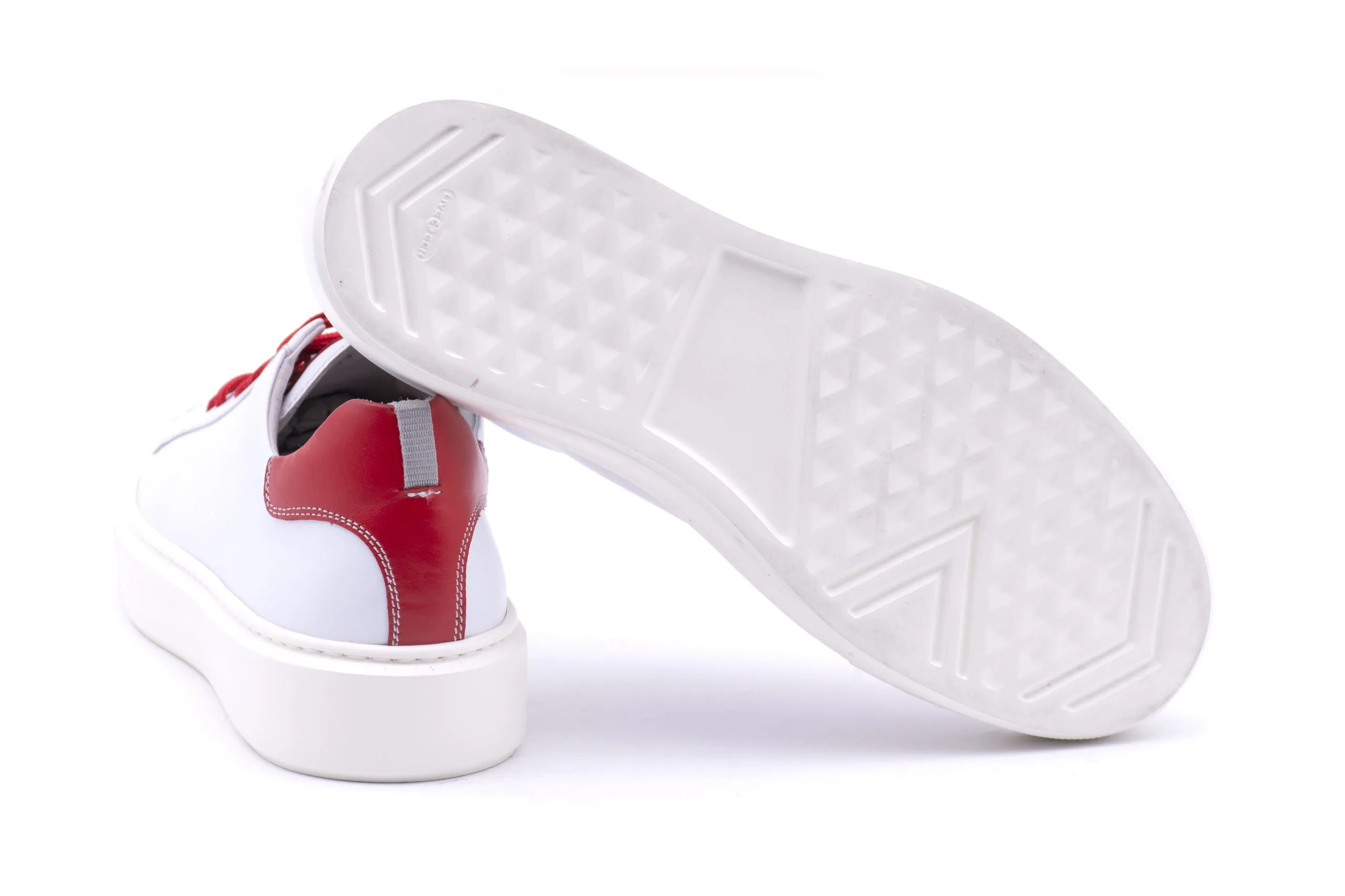 Sneaker in pelle bianca e rossa