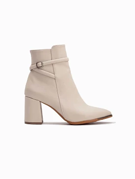 Solange Vegan Suede Heeled Ankle Boots | Beige