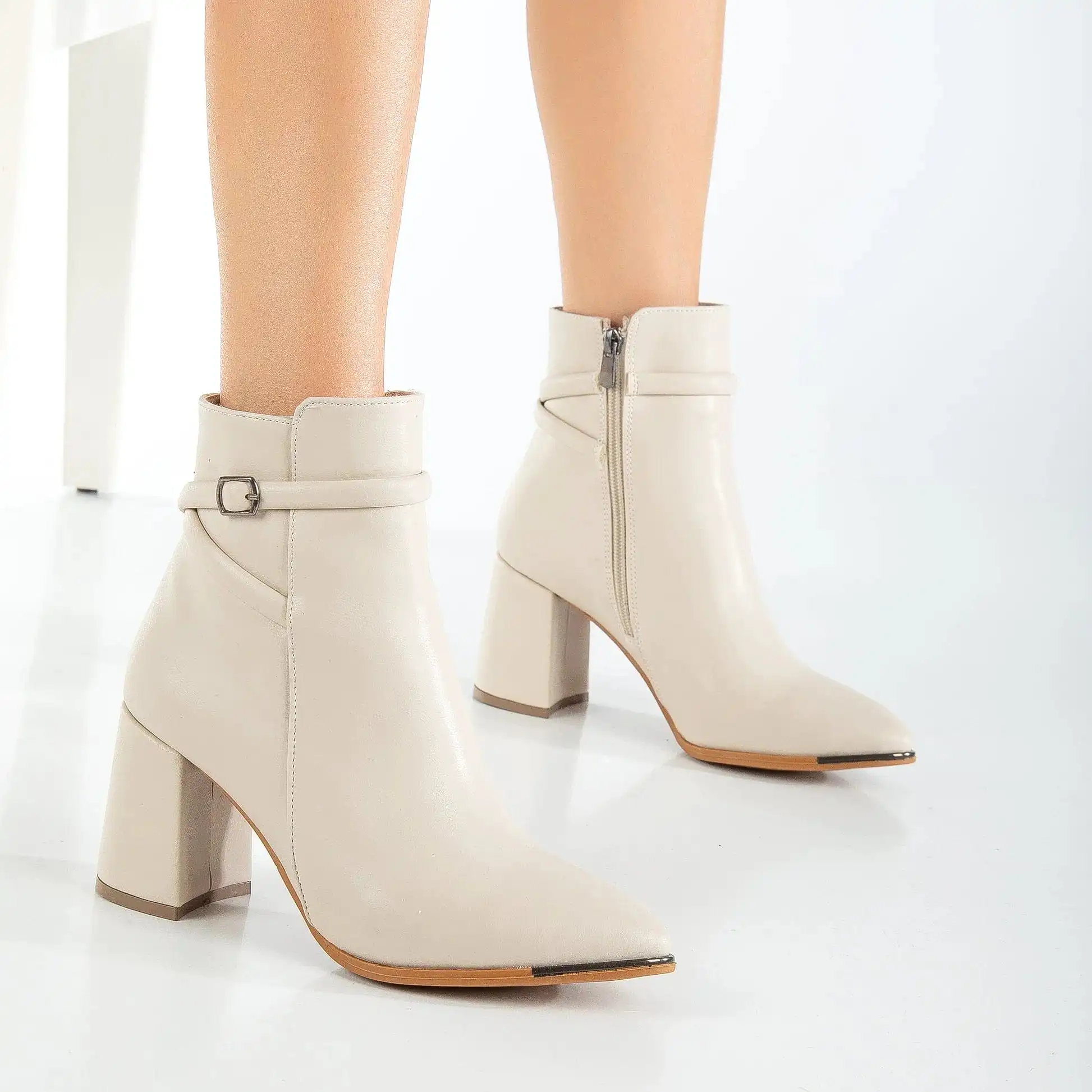 Solange Vegan Suede Heeled Ankle Boots | Beige