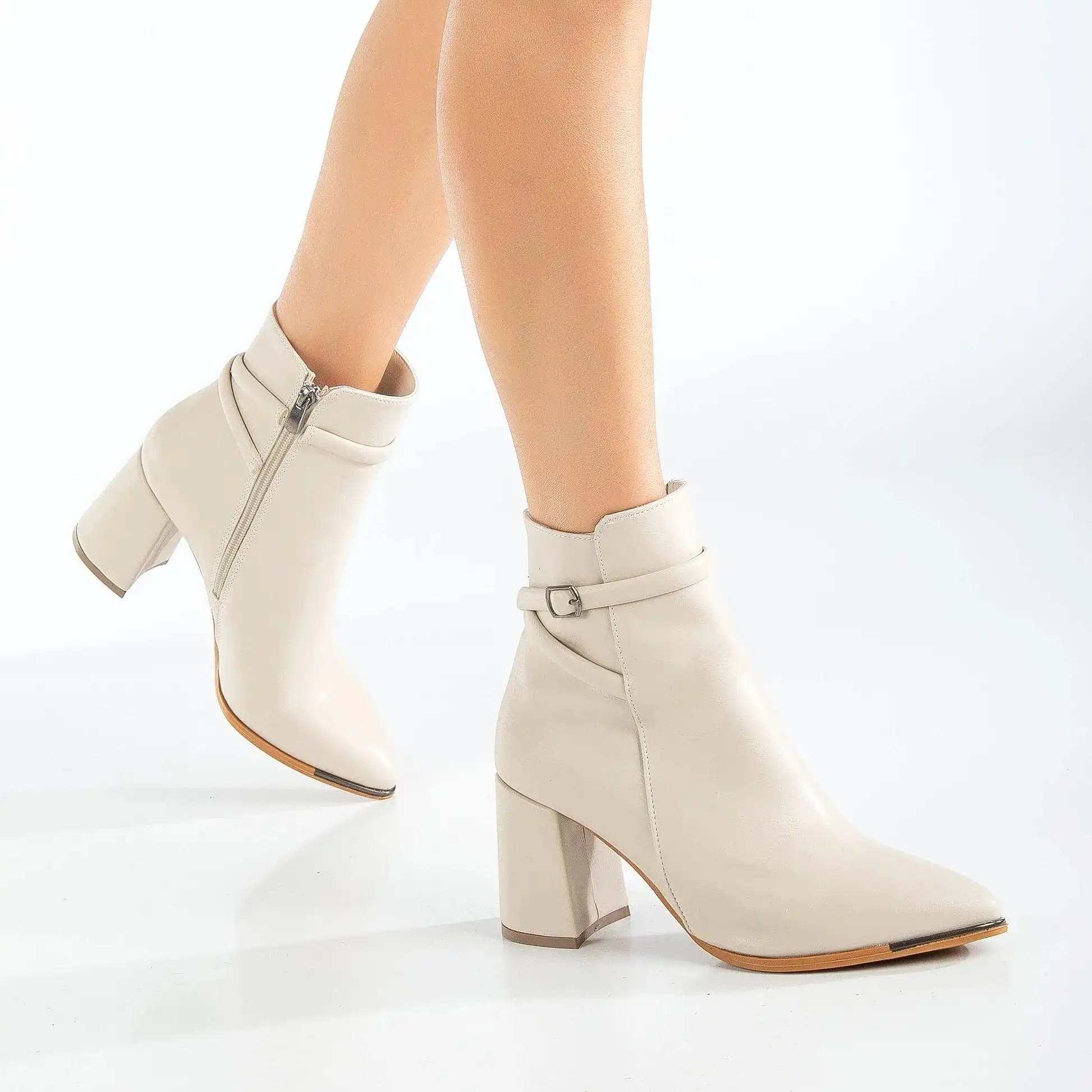 Solange Vegan Suede Heeled Ankle Boots | Beige