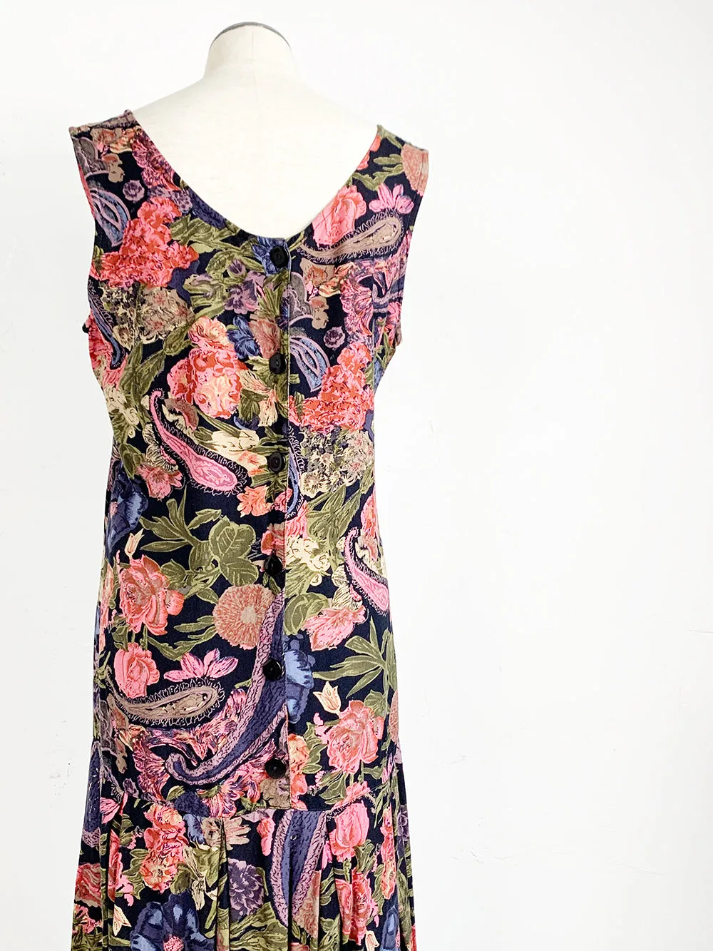 SR Drop Waist Tropical Print Sleeveless Dress