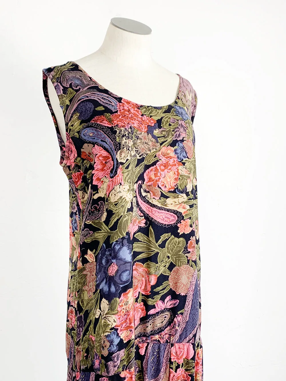 SR Drop Waist Tropical Print Sleeveless Dress