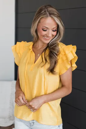 Statement Piece Ruffle Blouse- Yellow