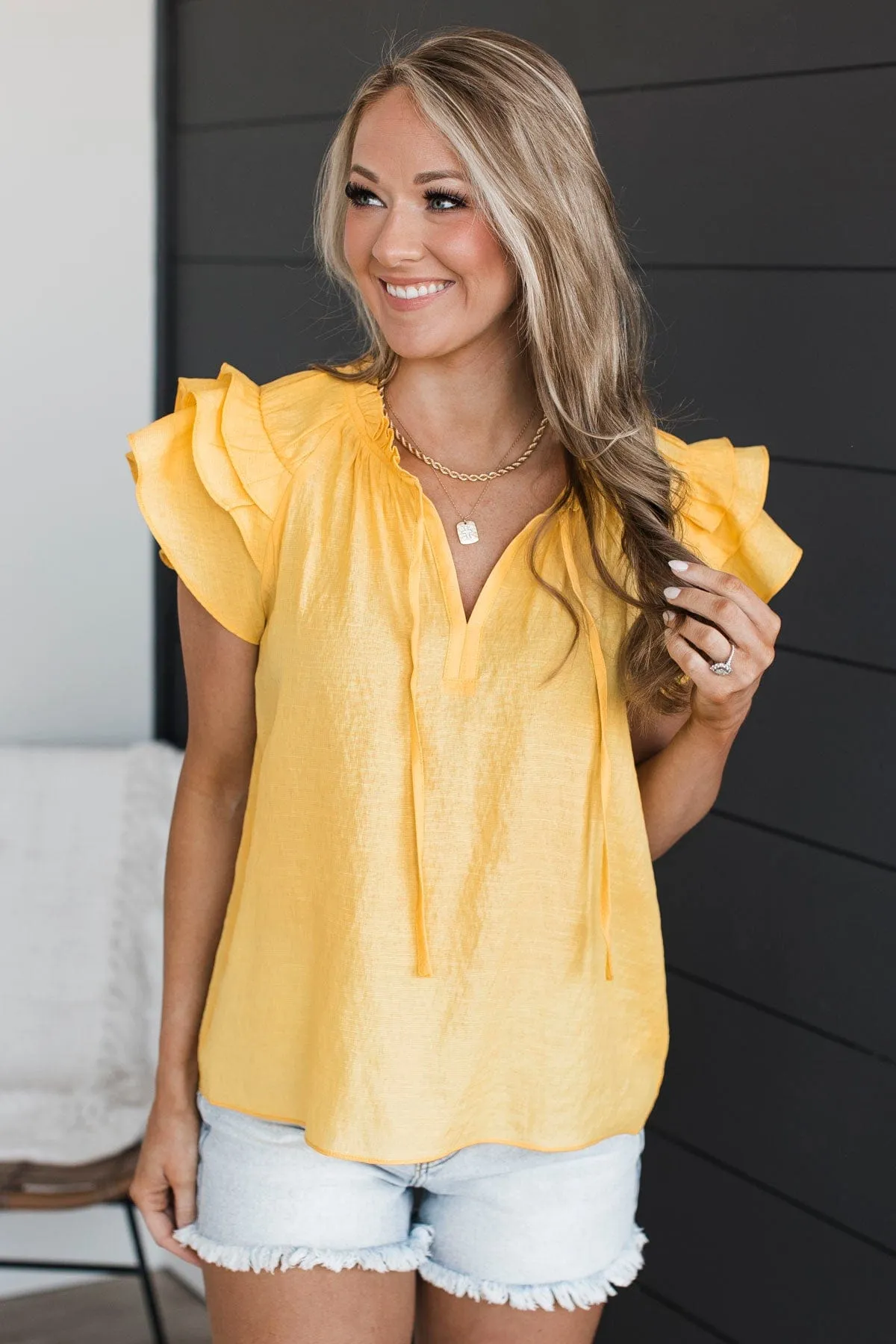 Statement Piece Ruffle Blouse- Yellow