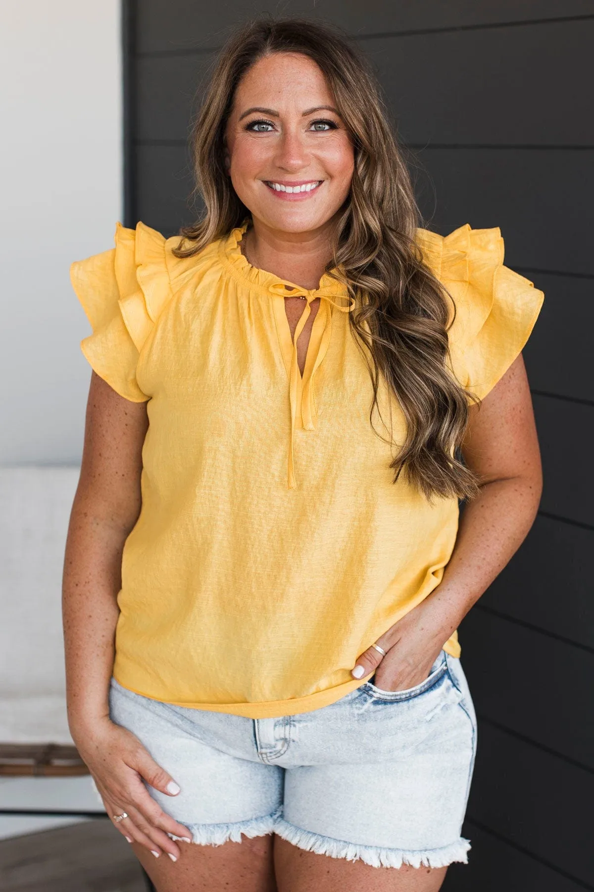 Statement Piece Ruffle Blouse- Yellow