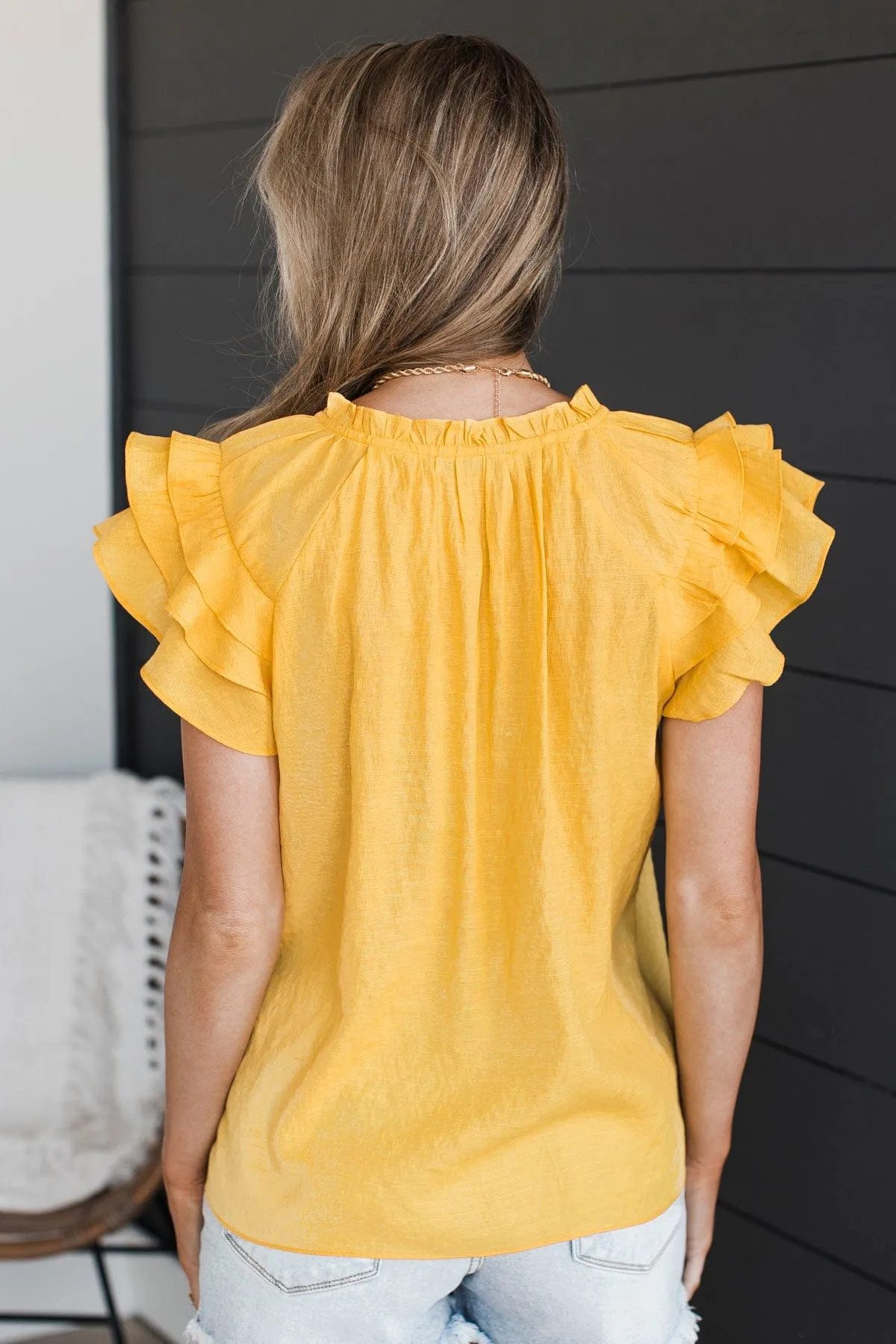 Statement Piece Ruffle Blouse- Yellow