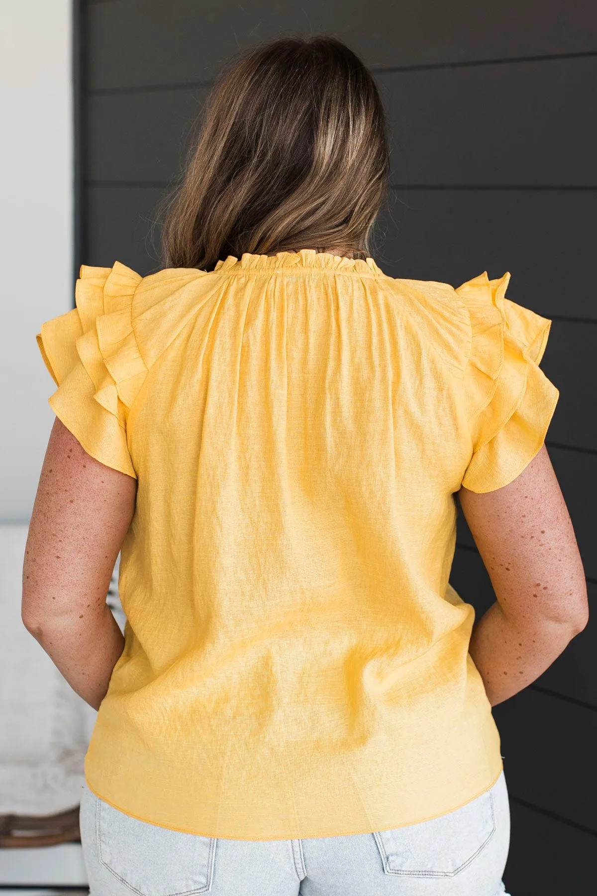 Statement Piece Ruffle Blouse- Yellow