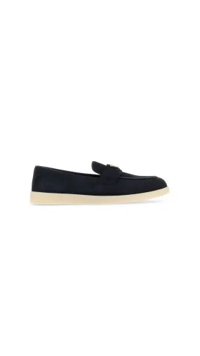 Suede Leather Loafers - Navy