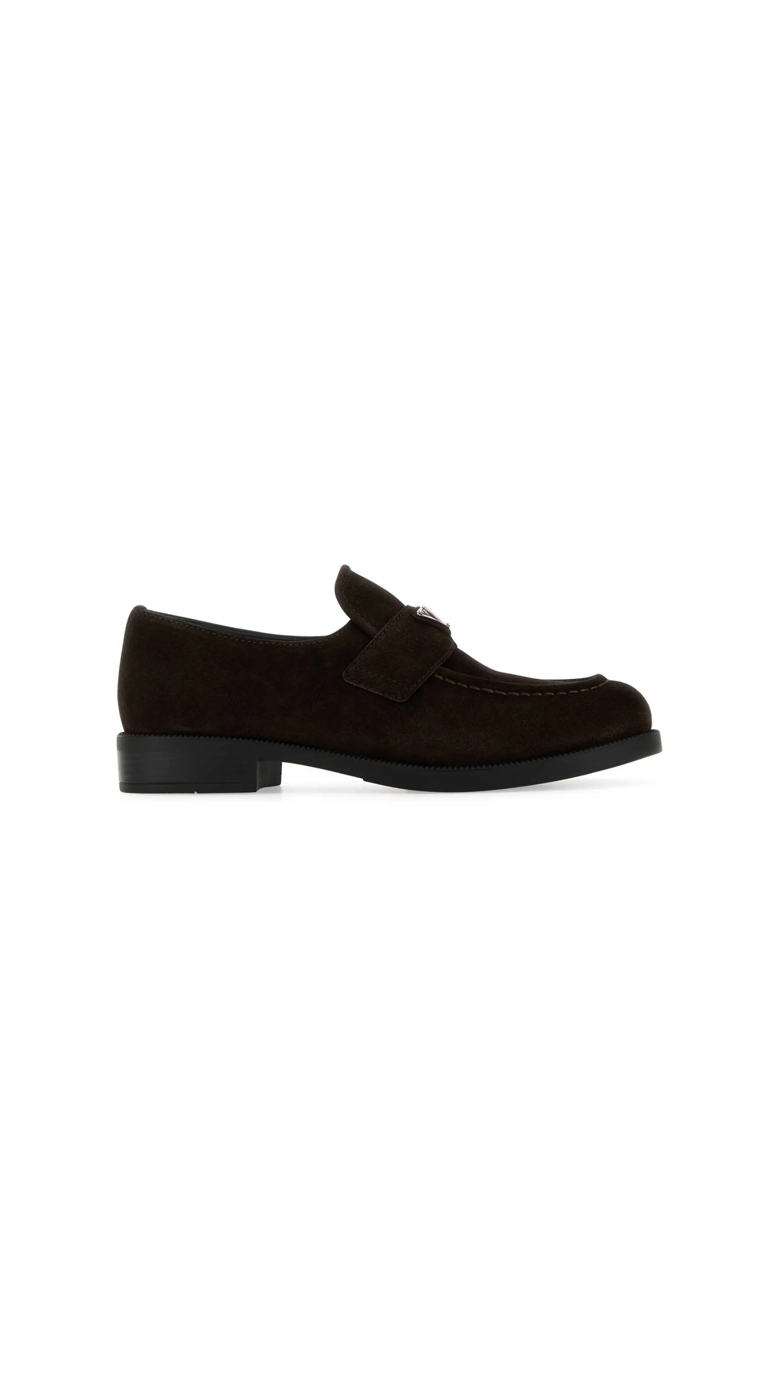 Suede Loafers With Logo - Brown