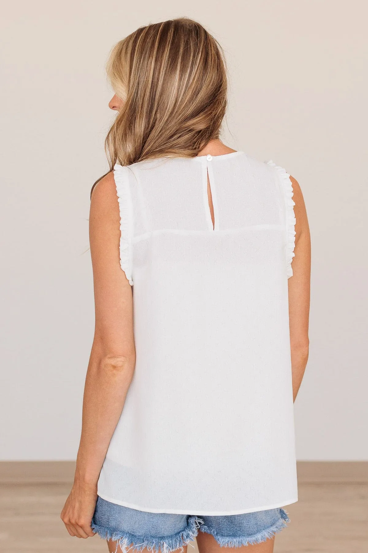 Sweet Sensations Ruffle Blouse- Off White