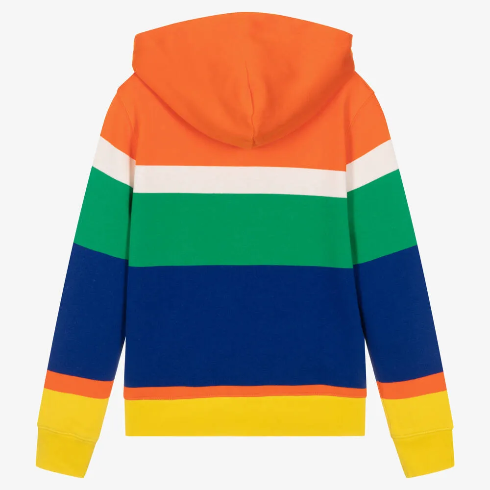 Teen Boys Colourful Stripe Cotton Logo Hoodie