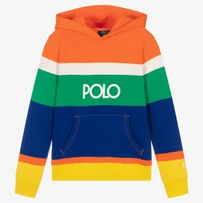 Teen Boys Colourful Stripe Cotton Logo Hoodie