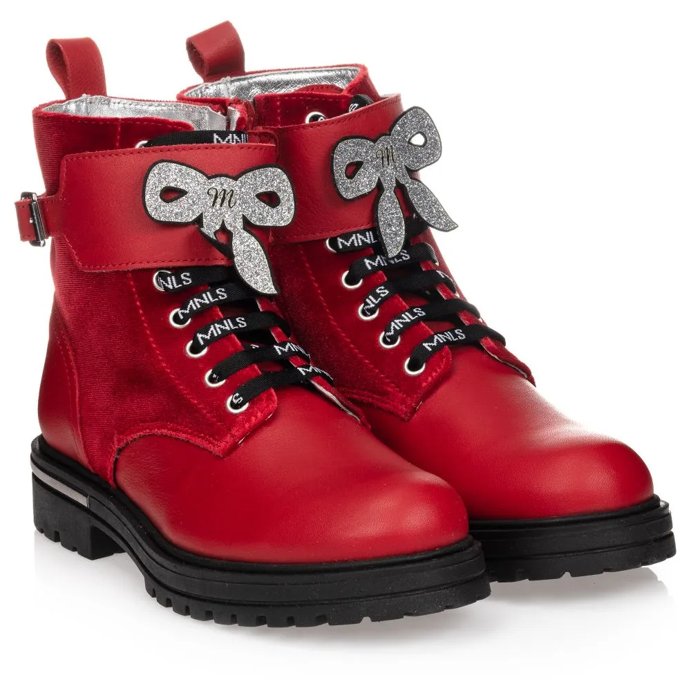 Teen Red Leather Boots