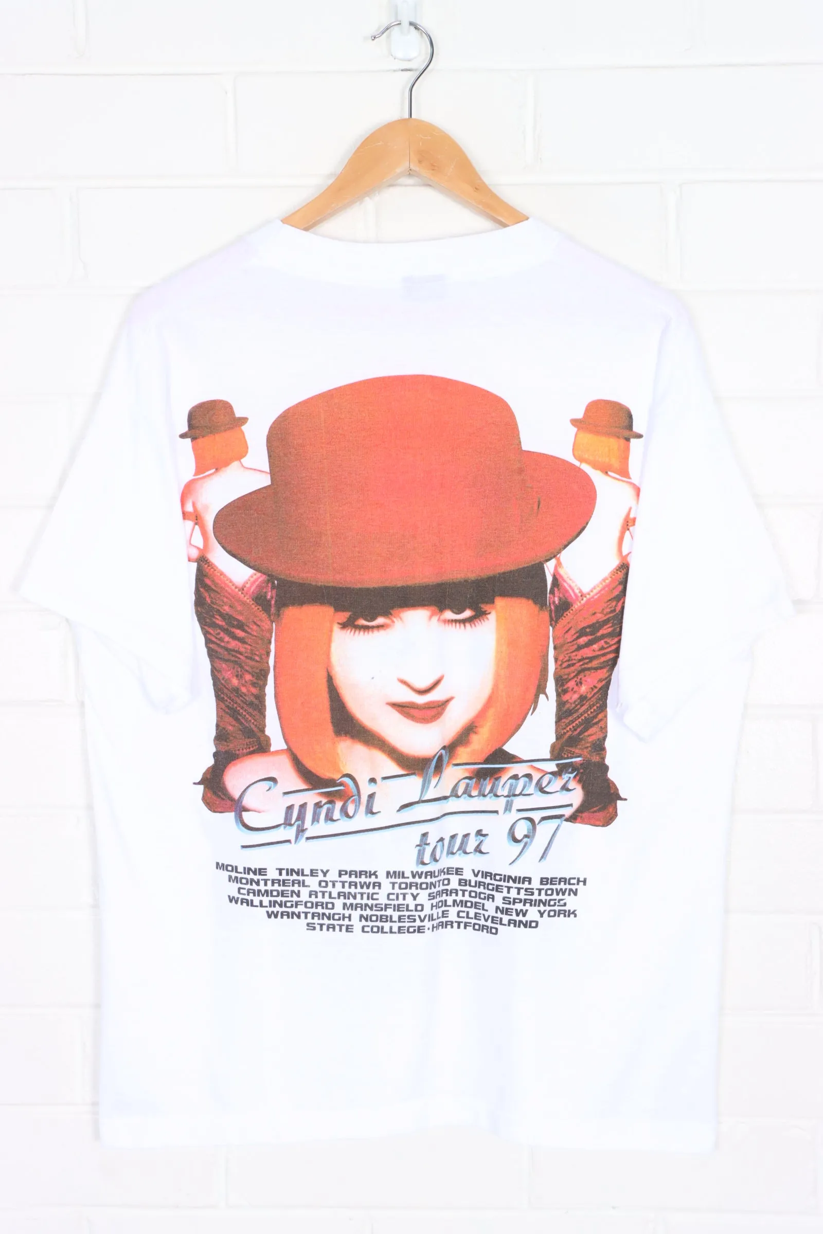 Tina Turner x Cyndi Lauper 1997 Tour Front Back T-Shirt USA Made (XL)