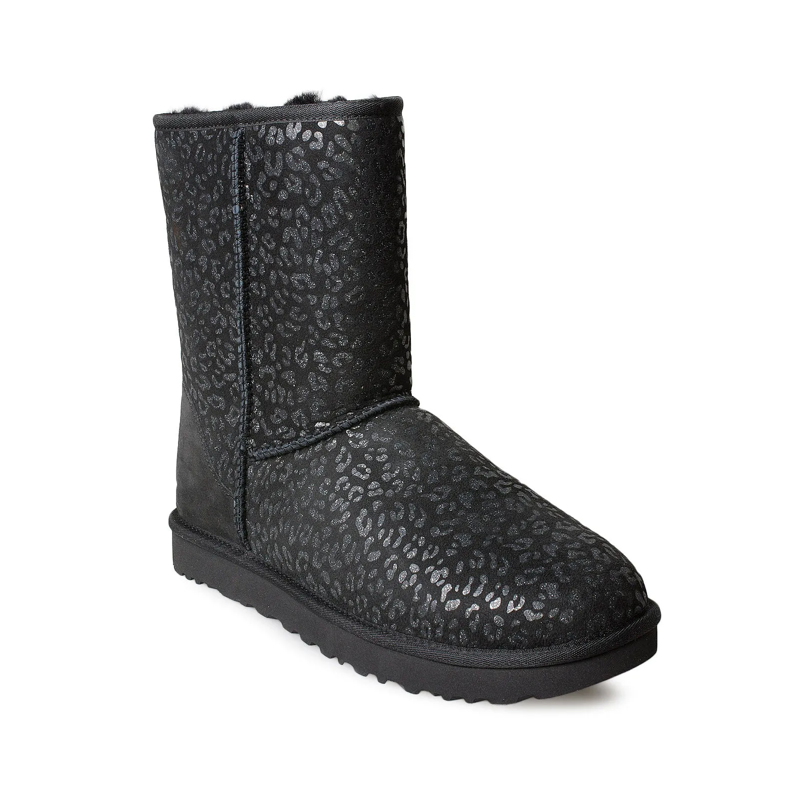 UGG Classic Short Snow Leopard Black Boots - Women's