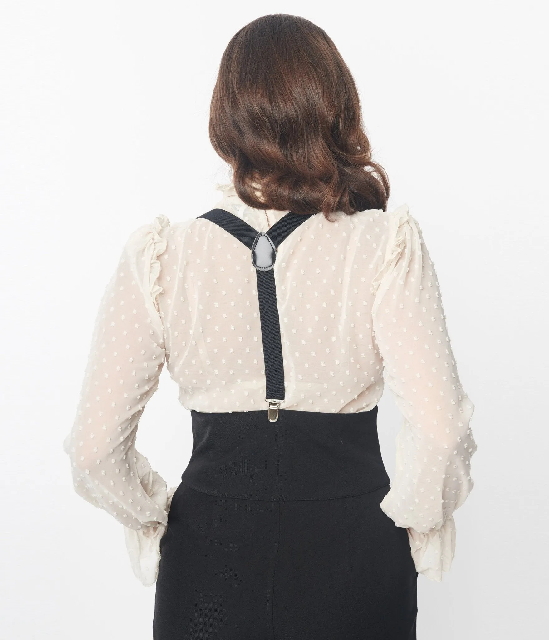 Unique Vintage Ivory Clip Dot Donna Blouse