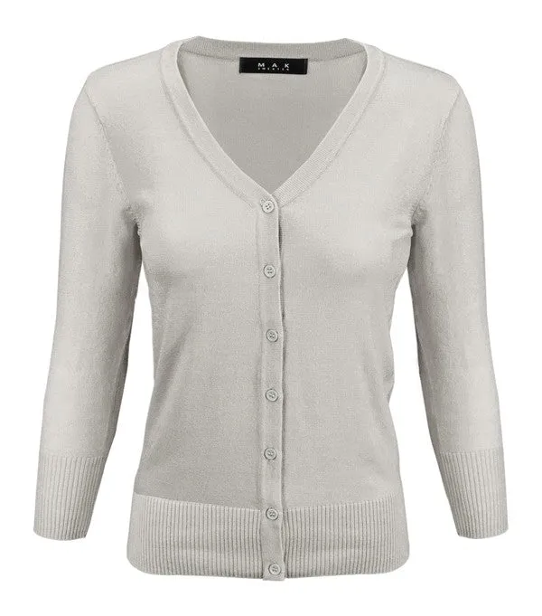 V-Neck Button Down Knit Cardigan Sweater