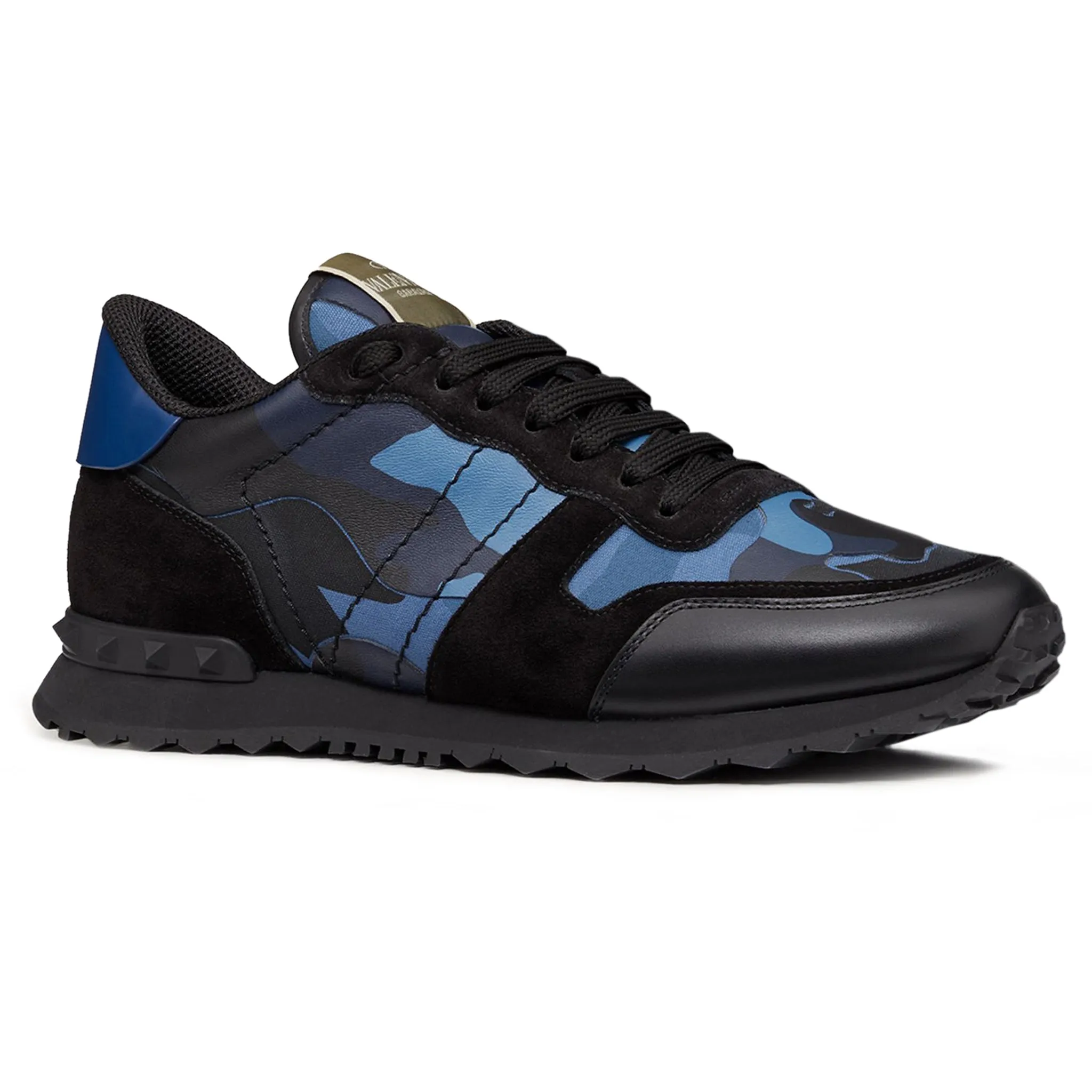 Valentino Bluette Black Camouflage Rockrunner Sneaker