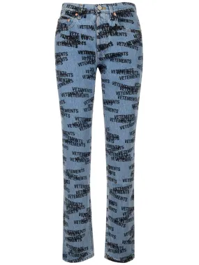 Vetements Allover Logo Printed Straight Leg Jeans