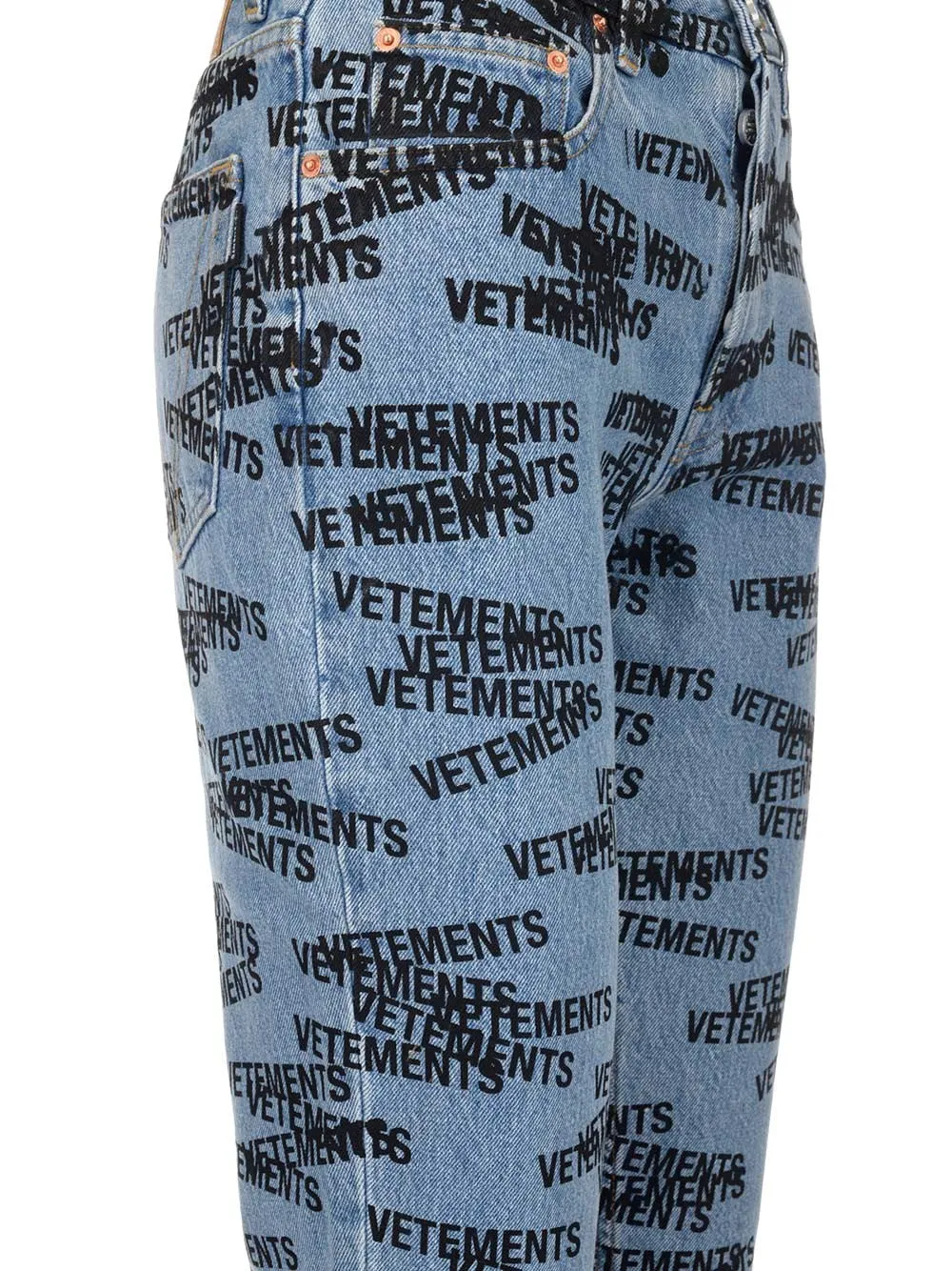 Vetements Allover Logo Printed Straight Leg Jeans