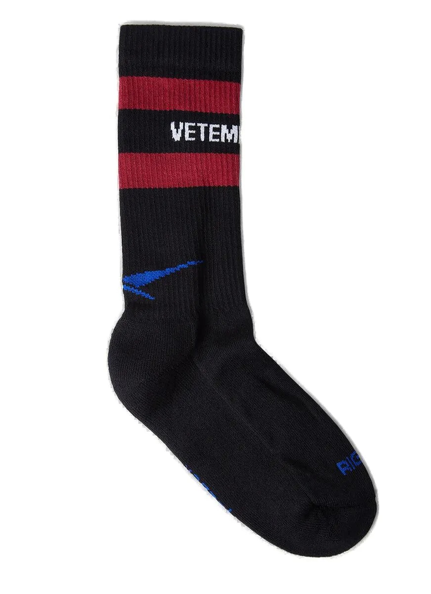 Vetements X Reebok Logo Intarsia Ribbed Socks