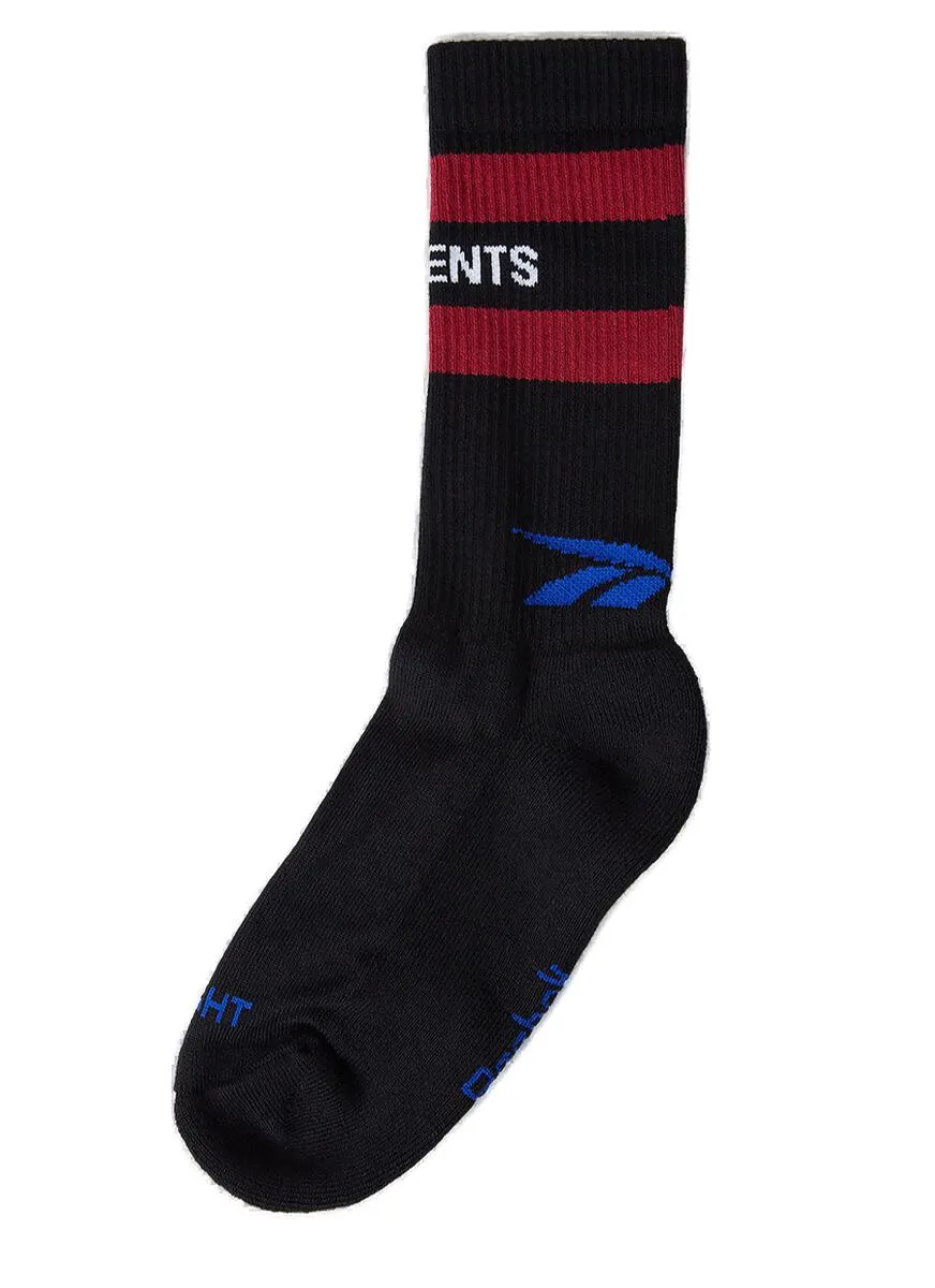 Vetements X Reebok Logo Intarsia Ribbed Socks