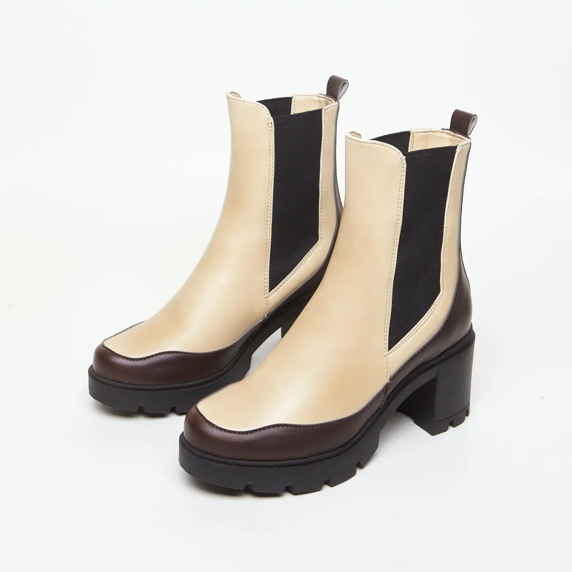 Vicky Vegan Leather Heeled Boots | Choco & Vanilla