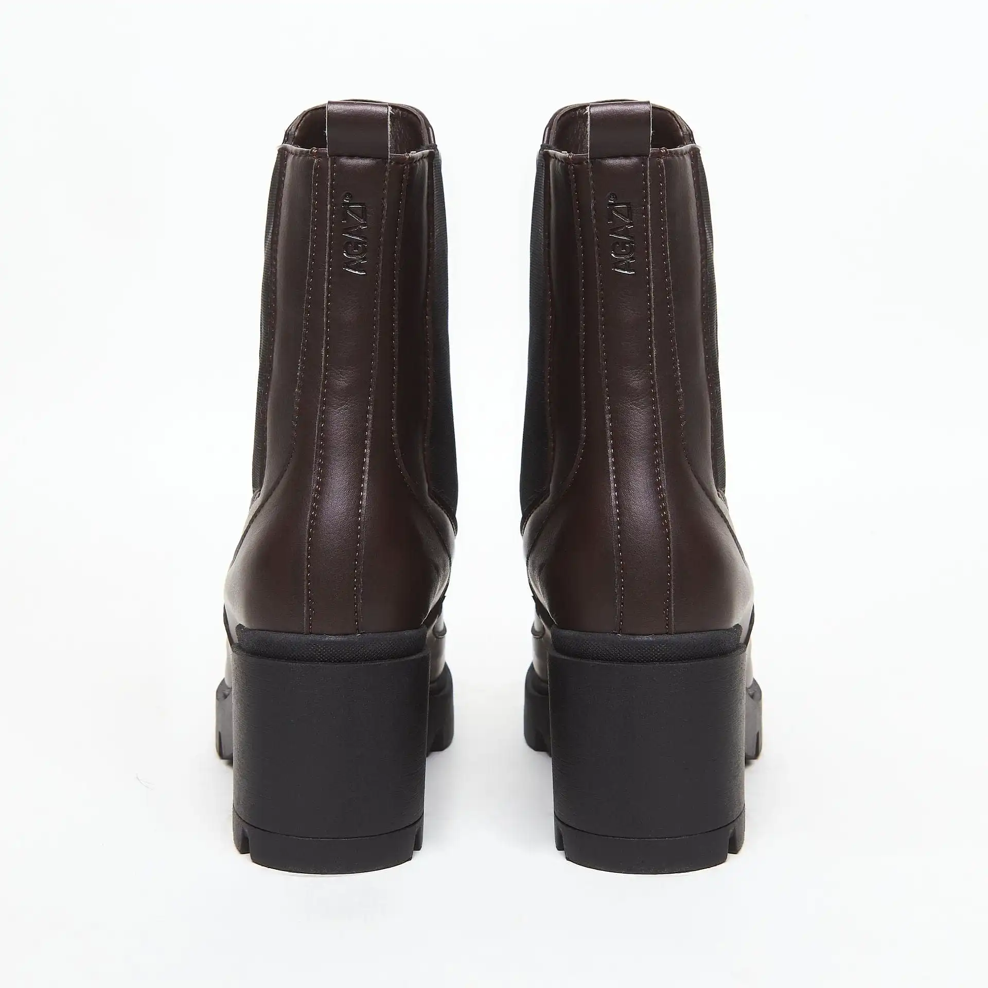 Vicky Vegan Leather Heeled Boots | Chocolate