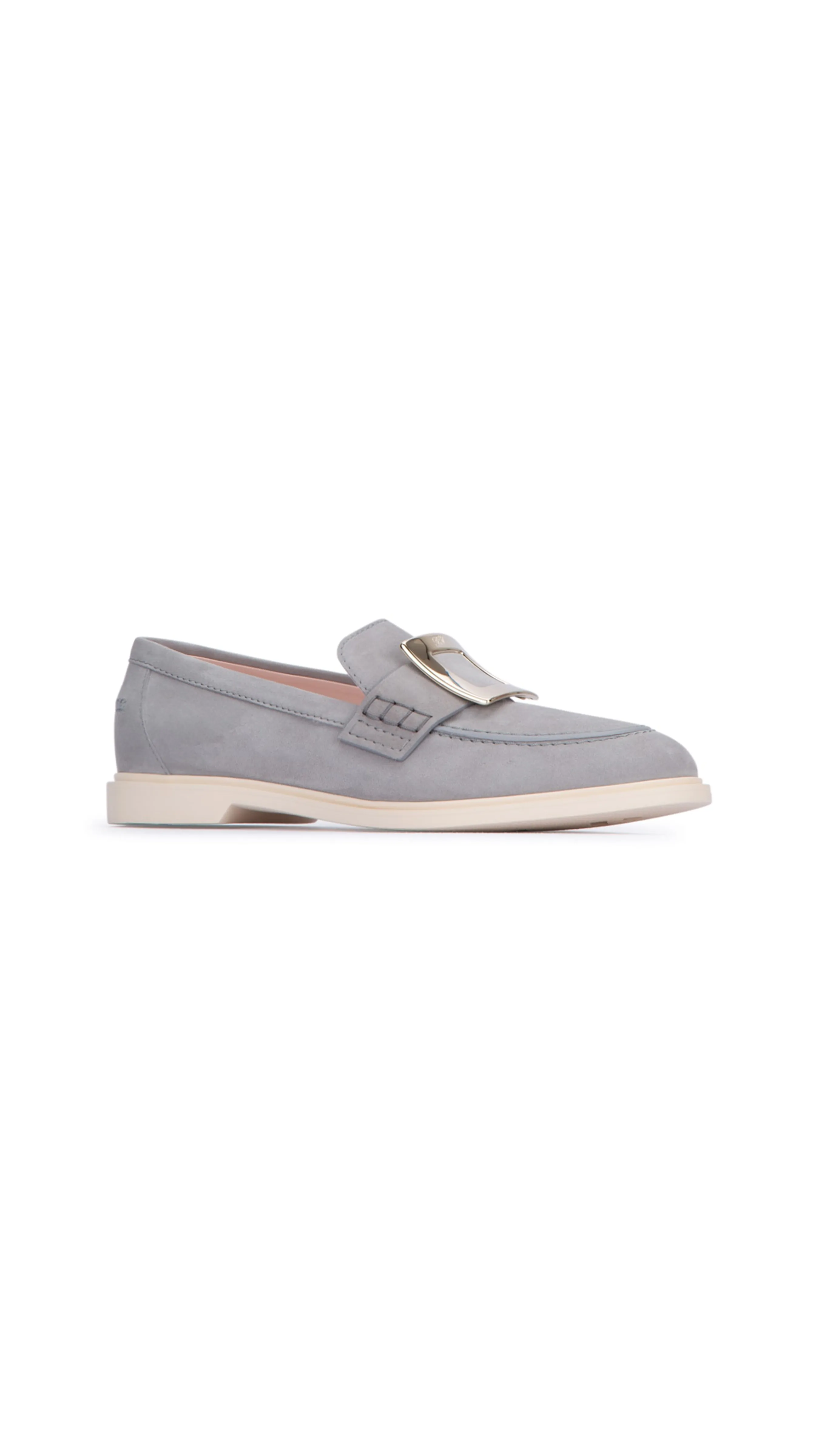 Viv' Rangers Metal Buckle Loafers in Suede - Grey