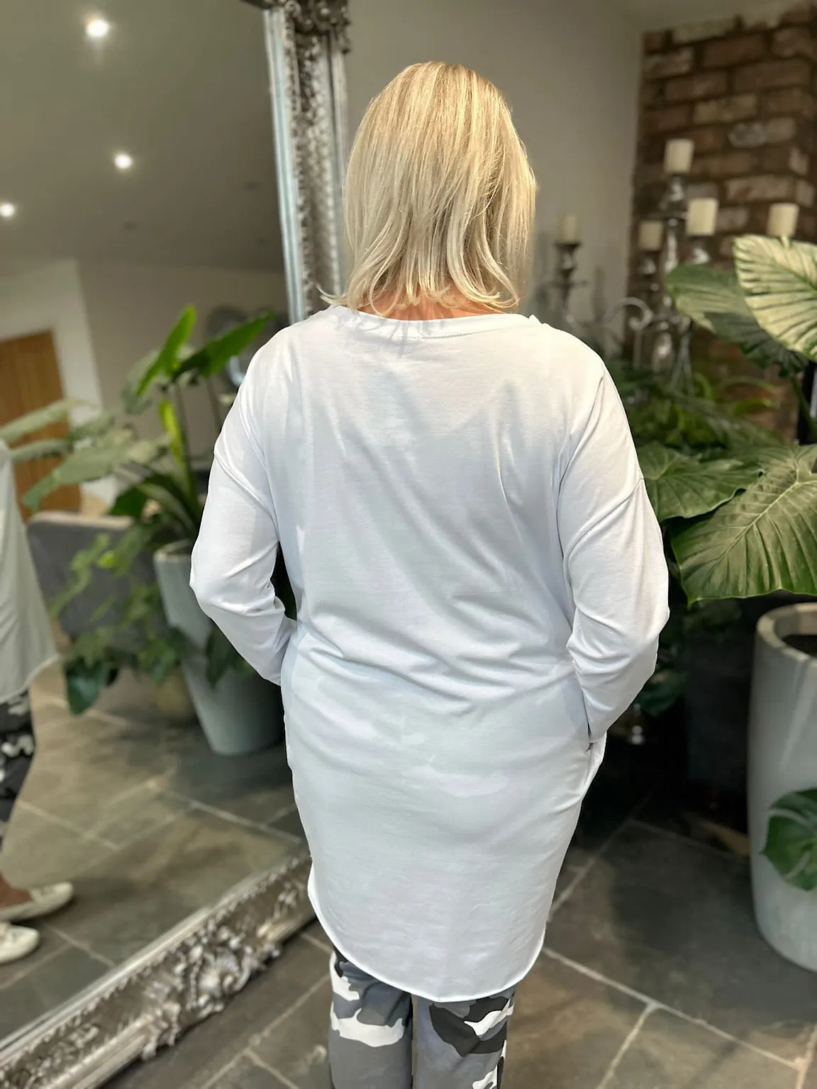 White Two Pocket Longline Top Jenna