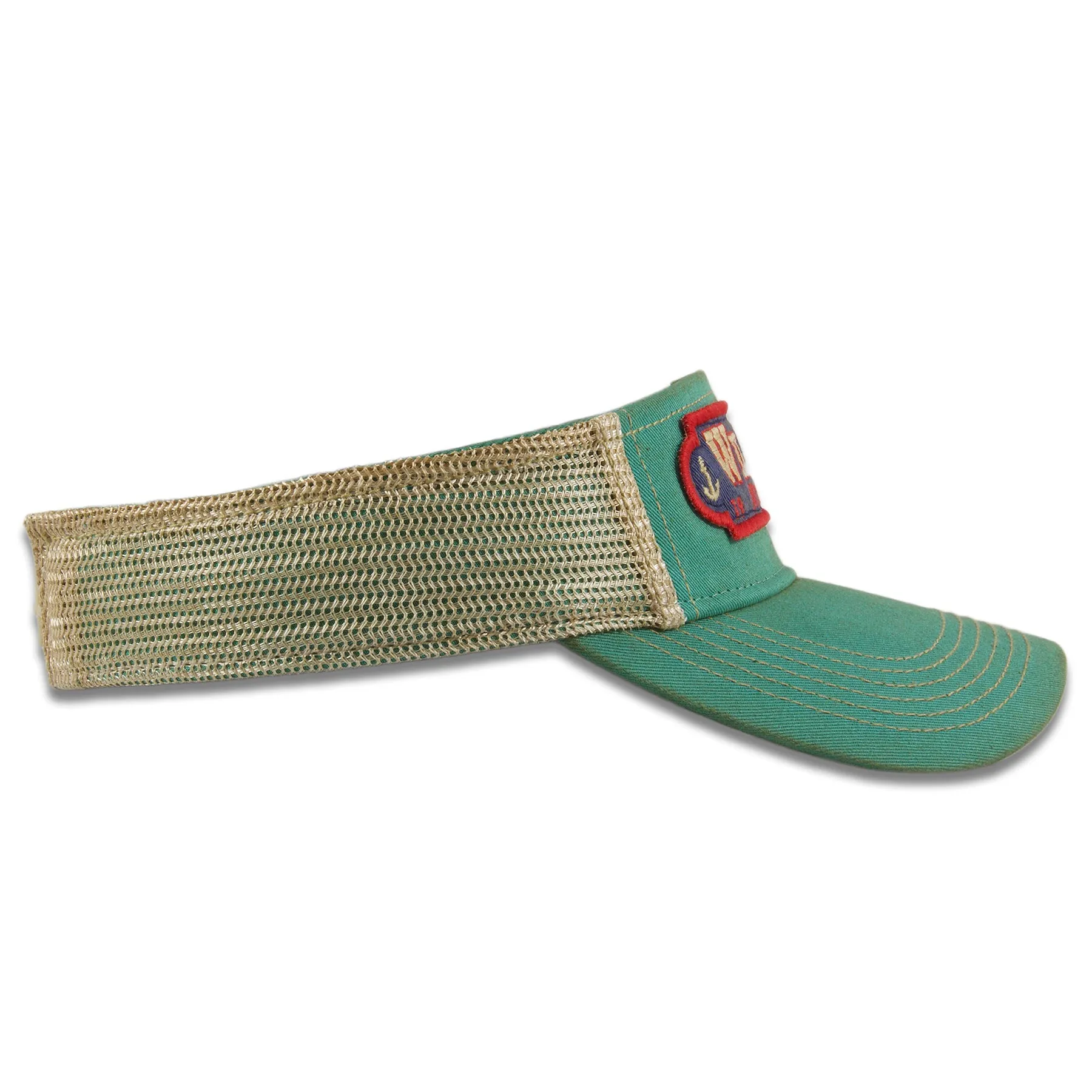 Wildwood New Jersey 1912 Double Anchors Patch Vacation Resort Teal / Khaki Mesh Visor