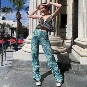 Women's Casual Tie Dye Printed High Waist Streetwear Jogger Pants