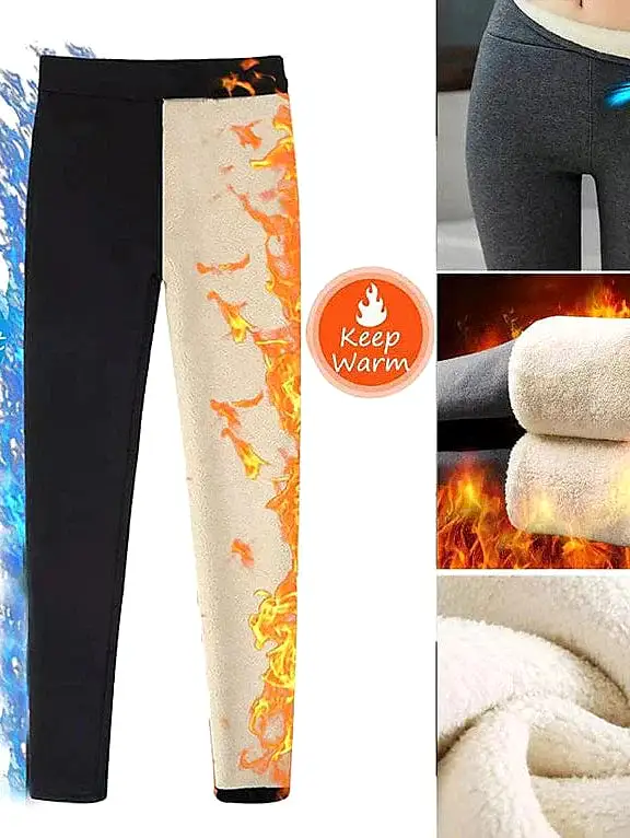 Women's Cozy High Waist Fleece Tights for Fall and Winter