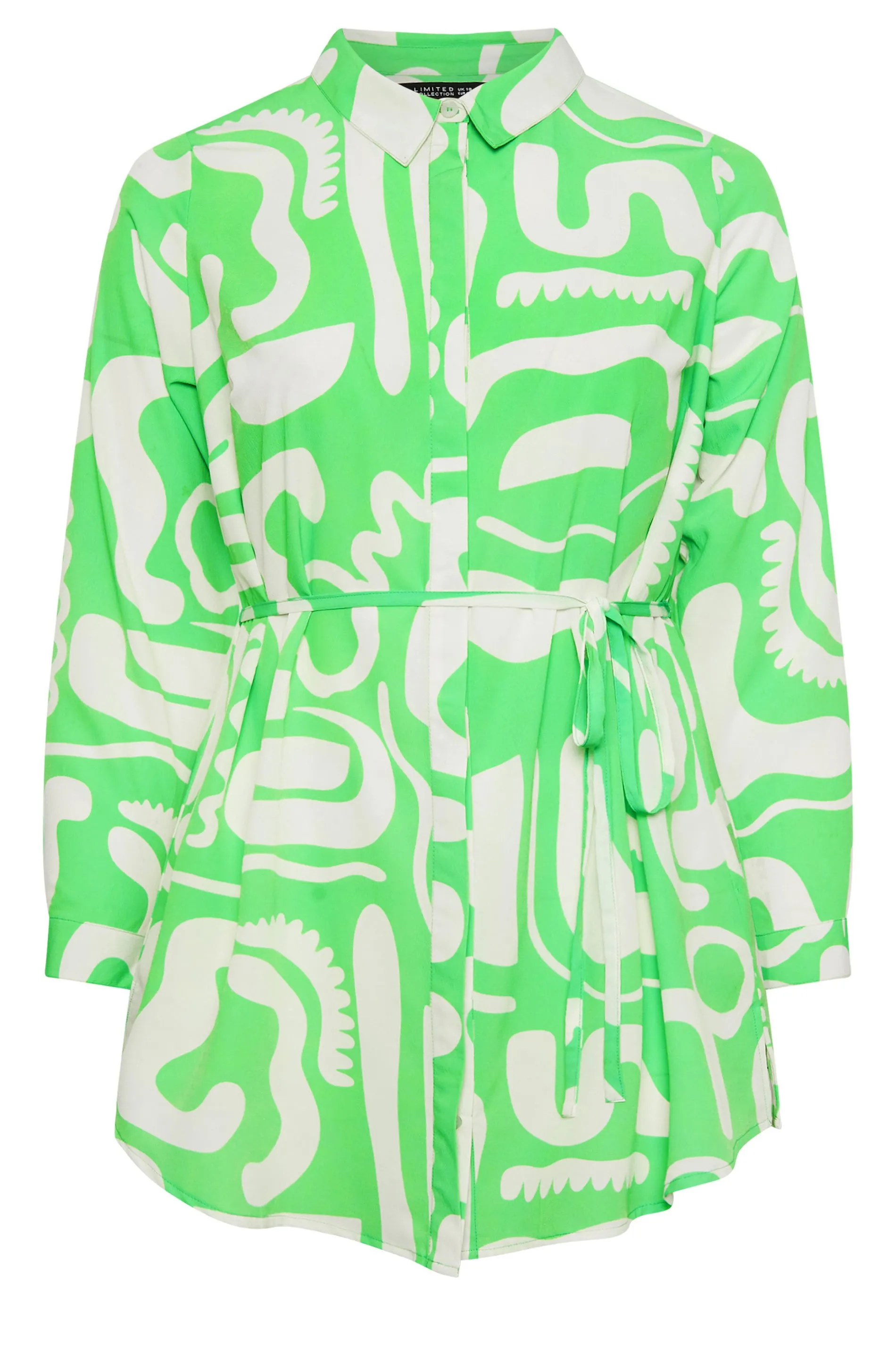 YOURS Curve Green Abstract Print Longline Shirt